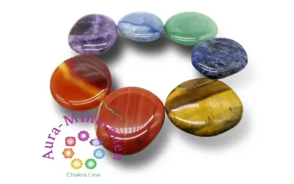7-teiliges Chakra-Set | flache Auflegesteine für alle Chakren