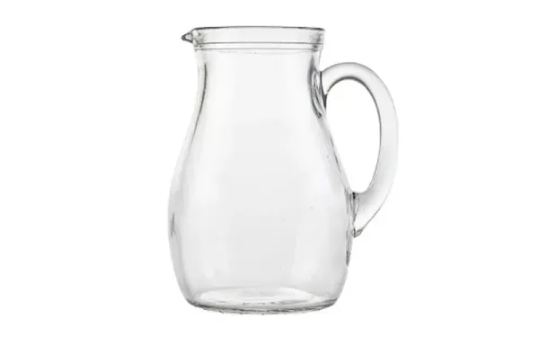 Formschöner Glaskrug mit Henkel und Gießschnabel für Edelsteinwasser