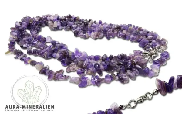 violette Amethyst Splitterkette 45 cm mit silberfarbenem Verschluss