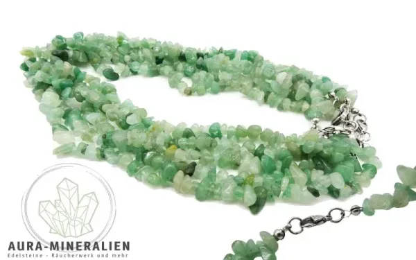 Polierte grüne Aventurin Splitterkette 45 cm mit silberfarbenem Karabinerverschluss