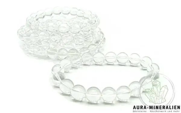 Elastisches Armband mit großen, 10mm glasklaren Bergkristall-Kugeln aus Brasilien.