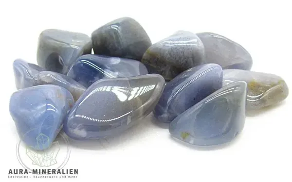 Chalcedon blau Trommelsteine aus Namibia
