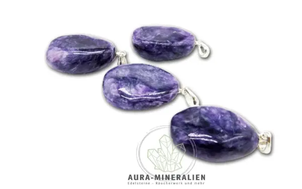 Charoit Trommelsteinanhänger mit Silber Stiftöse