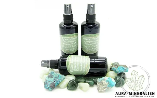 00ml Relax-Wasser Sprayflasche aus Violettglas mit Edelsteingranulat