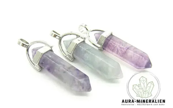 Fluorit Doppelspitze Anhänger in Violett-Grün aus China