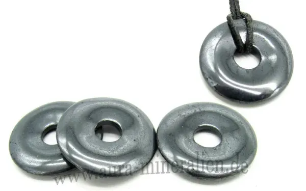 Hämatit Donut 30 mm aus Itabera Brasilien für Lederbänder