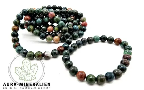 Dunkelgrünes Heliotrop Kugelarmband auf Gummizug