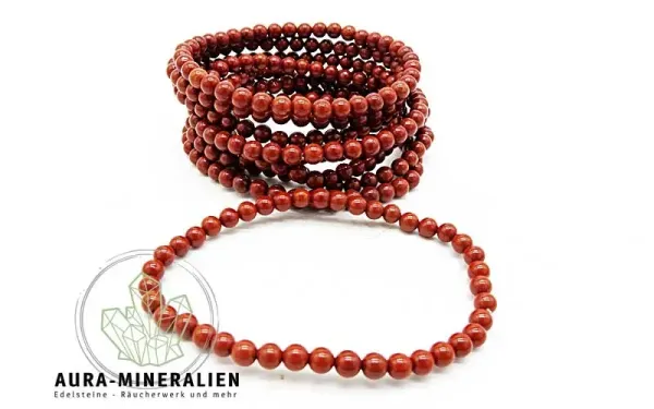 Filigranes rotes Jaspis Armband mit kleinen 4mm Kugeln auf Gummizug