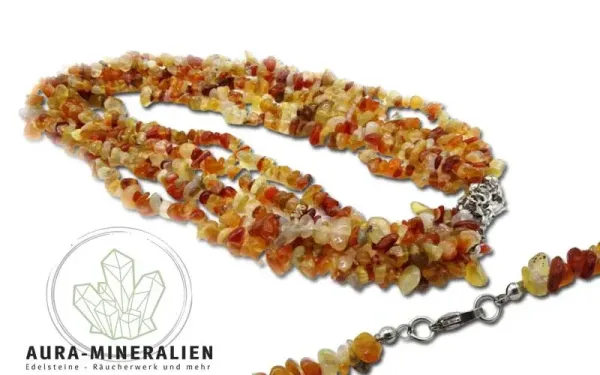 Polierte Karneol Splitterkette 45 cm mit silberfarbenem Verschluss – Aura Mineralien