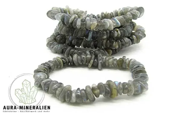 Labradorit Armband aus 12mm Edelstein-Scheiben mit blauem Schimmer aus Madagaskar