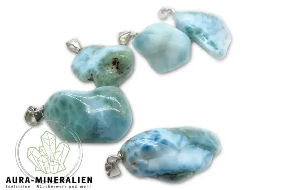 Larimar Edelsteinanhänger mit Silber Stift-Öse
