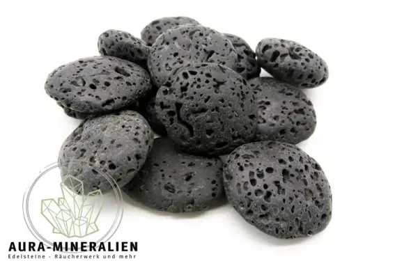 Lava Trommelsteine flach.