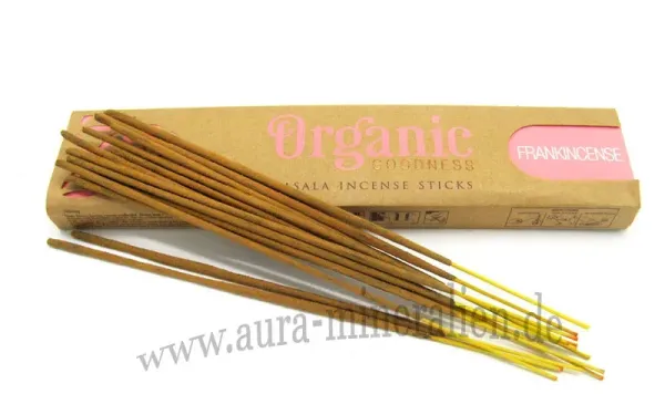 Handgefertigte Organic Goodness Weihrauch Räucherstäbchen in Naturverpackung.