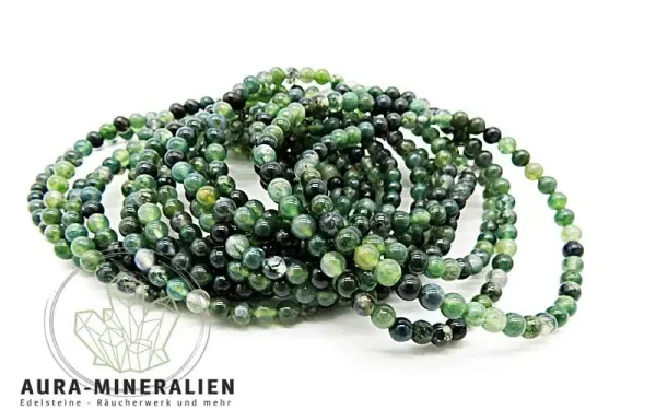 Filigranes Moosachat Armband mit kleinen 4mm Kugeln in Naturgrün