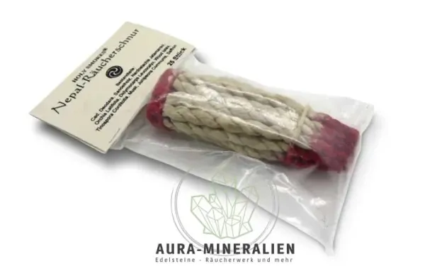 Handgerollte nepalesische Räucherschnüre Astasugandha aus Seidenpapier und Himalayakräutern