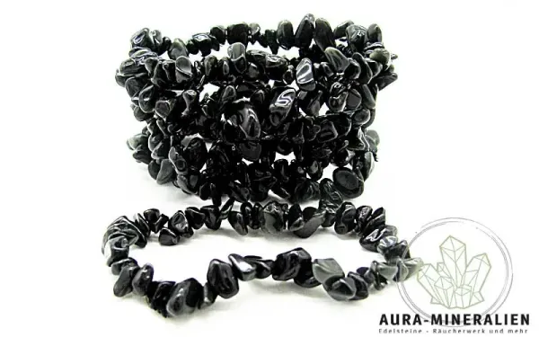 Tiefschwarzes Obsidian Splitterarmband