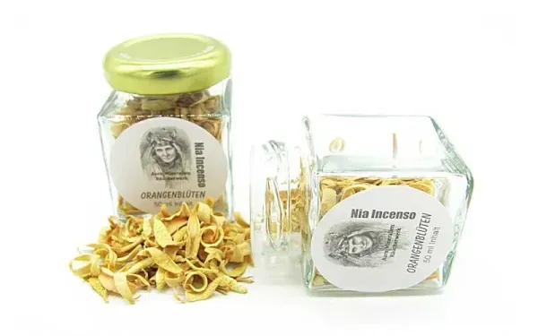 Orangenblüten Räucherwerk im 50ml Glas von Aura Mineralien Nia Incenso