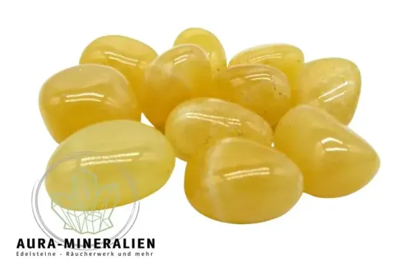 Orangencalcit Trommelsteine