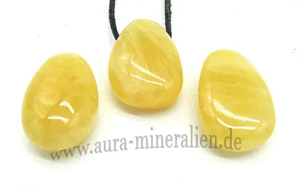 Sonniger Orangencalcit Anhänger Tropfen gebohrt aus Mexiko