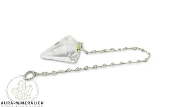 Pendel Bergkristall, facettiert mit Metallkette