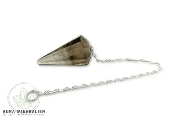 Pendel Rauchquarz, facettiert mit Metallkette