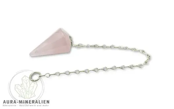 Pendel Rosenquarz, facettiert mit Metallkette