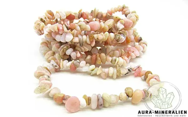 Zartrosa Pink Opal Splitterarmband aus Peru auf elastischem Band