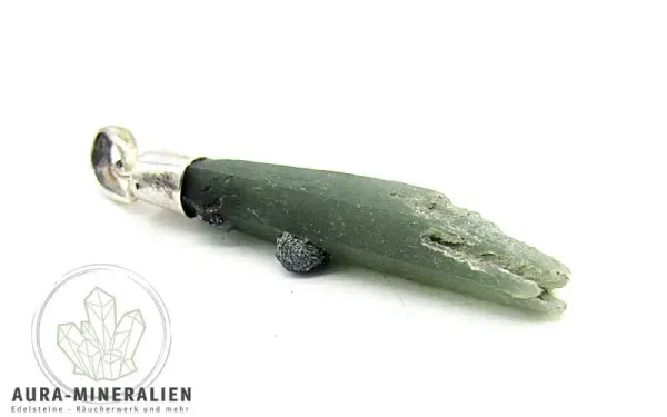 Prasem Naturkristall Anhänger in Silber gefasst Einzelstück #2
