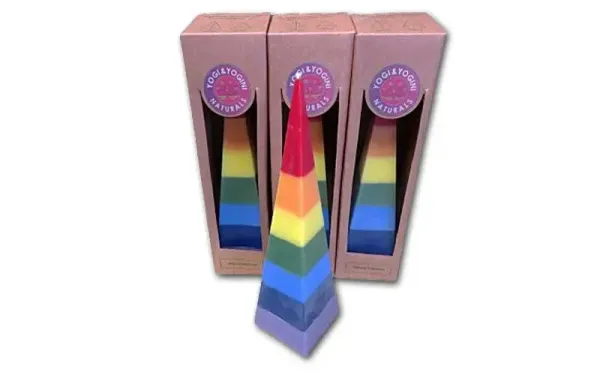 Pyramide Kerze Chakren unparfümiert (  21 x 6 cm )