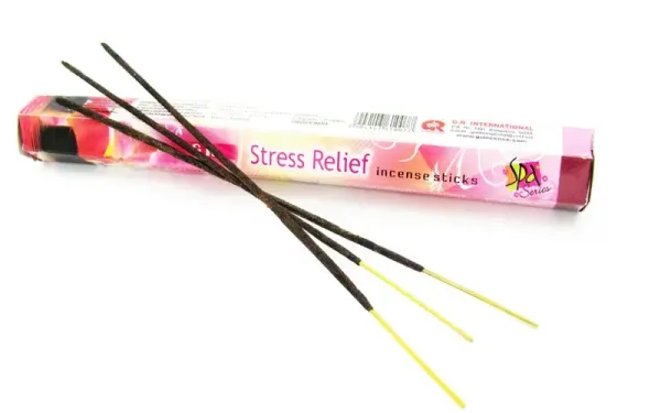 Packung Stress Relief Räucherstäbchen von Aura Mineralien.