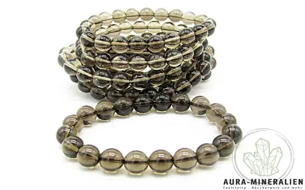 Rauchiges transparentes Rauchquarz Kugelarmband auf elastischem Band