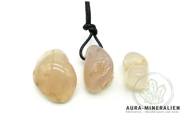Rosenchalcedon ( Chalcedon rosa ) Trommelstein Anhänger gebohrt