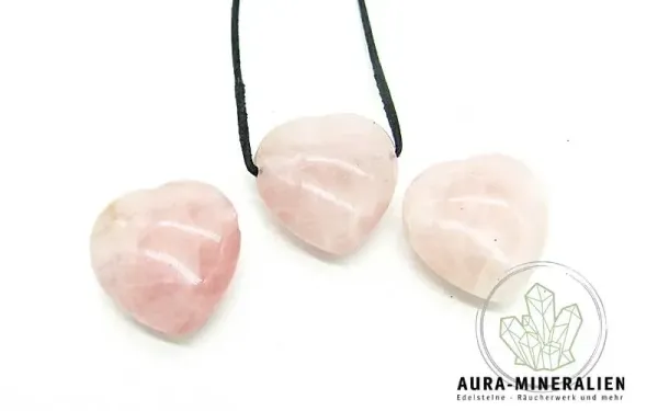 Rosenquarz Herz Anhänger gebohrt 2,5 cm