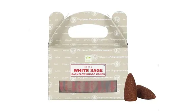 Weißer Salbei Backflow Räucherkegel Packung