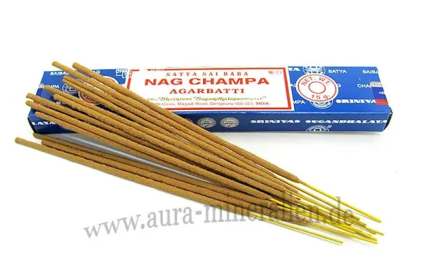 Die weltberühmte blaue Packung Satya Sai Baba Nag Champa Agarbatti.