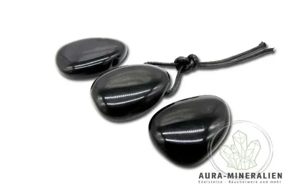 Obsidian schwarz Tropfenanhänger gebohrt