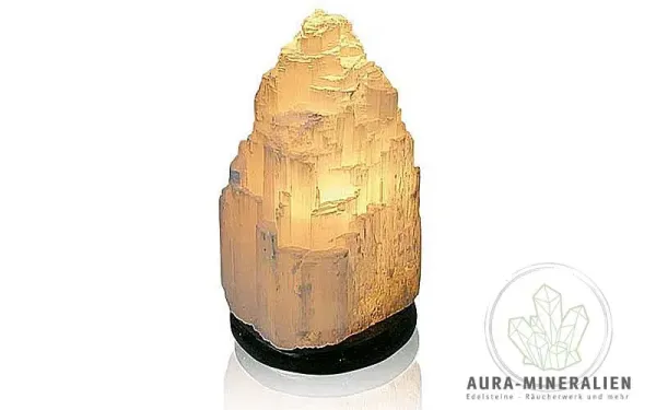 Selenit Lampe mit Elekromaterial ca. 20 cm