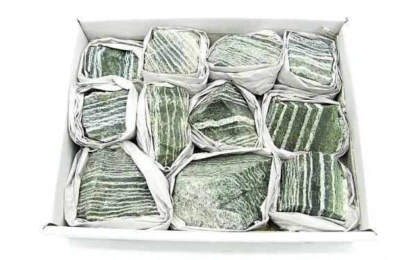Silberauge ( Chrysotil Serpentin ) Rohsteine