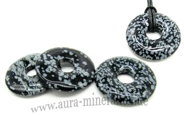 Snowflake Obsidian Donut Edelstein Anhänger