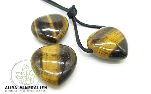 Tigerauge Herz Anhänger 25 mm gebohrt