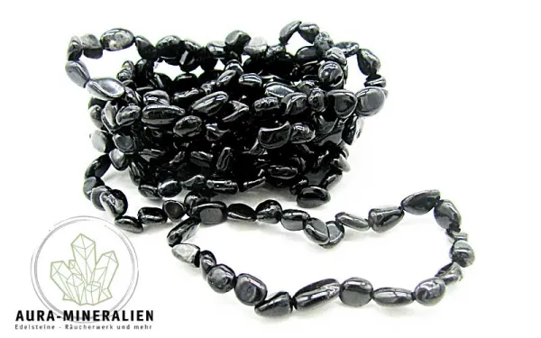 Schwarzes Turmalin Schörl Armband aus polierten Nuggets