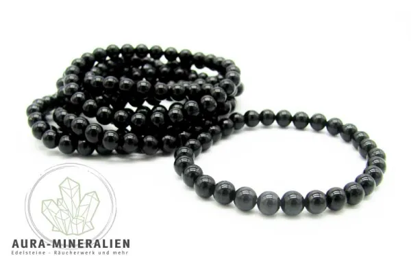 Klassisches Kugelarmband aus schwarzem Turmalin Schörl mit 6mm Perlen.