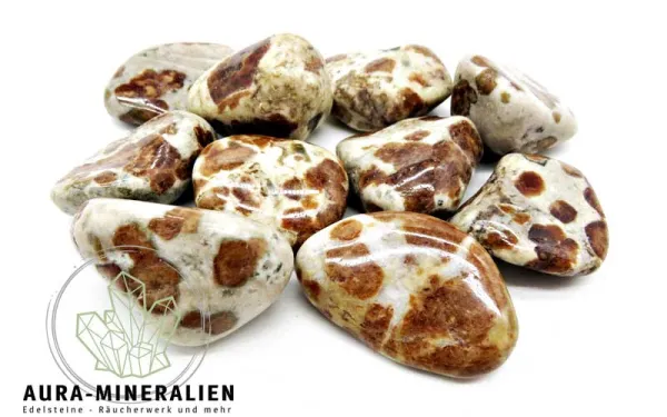 Wollastonit mit Hessonit-Granat Trommelstein aus Namibia