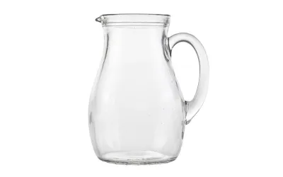 Formschöner Glaskrug mit Henkel und Gießschnabel für Edelsteinwasser