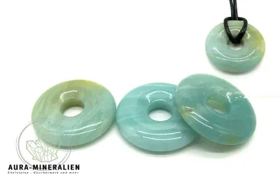 Blau-grüner Amazonit Donut 3 cm Durchmesser aus Peru