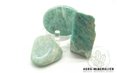 Amazonit-Trio: Rohstein, Trommel...