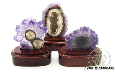 Amethystblumen, Scheiben auf Hol...