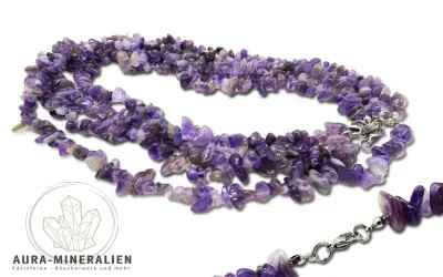 violette Amethyst Splitterkette 45 cm mit silberfarbenem Verschluss
