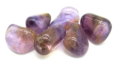 Ametrin Trommelstein aus Bolivien mit sichtbaren Amethyst- und Citrin