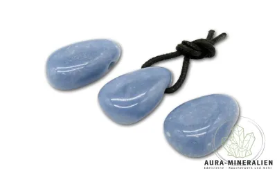 Pastellblauer Angelit (Anhydrit) Tropfenanhänger gebohrt 3 cm aus Peru – Aura Mineralien